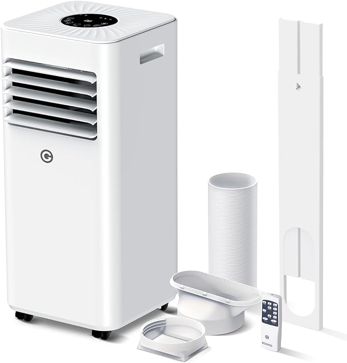 Air Conditioning Unit Portable Air Conditioner 9000 BTU 4-in-1 Dehumidifier, Cooling Fan with 2 Speeds, Digital Display & Remote Control, Window Kit
