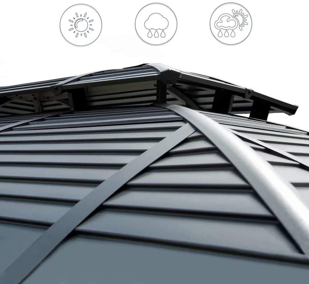 3x4m Aluminum Frame Roof Gazebo Solid Roof Party Galvanized