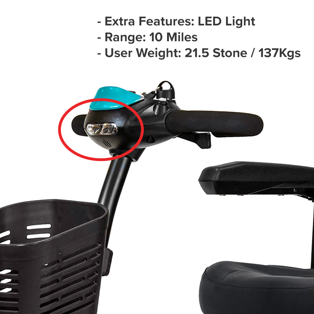 Roma Dallas Mobility Scooter NEVER USED Aqua Blue Portable Folding with Battery