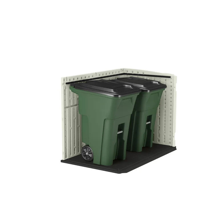 Resin Outdoor 2-Container 5 ft. 10 in. W x 3 ft. 8 in. D Plastic Horizontal Garbage Storage Shed