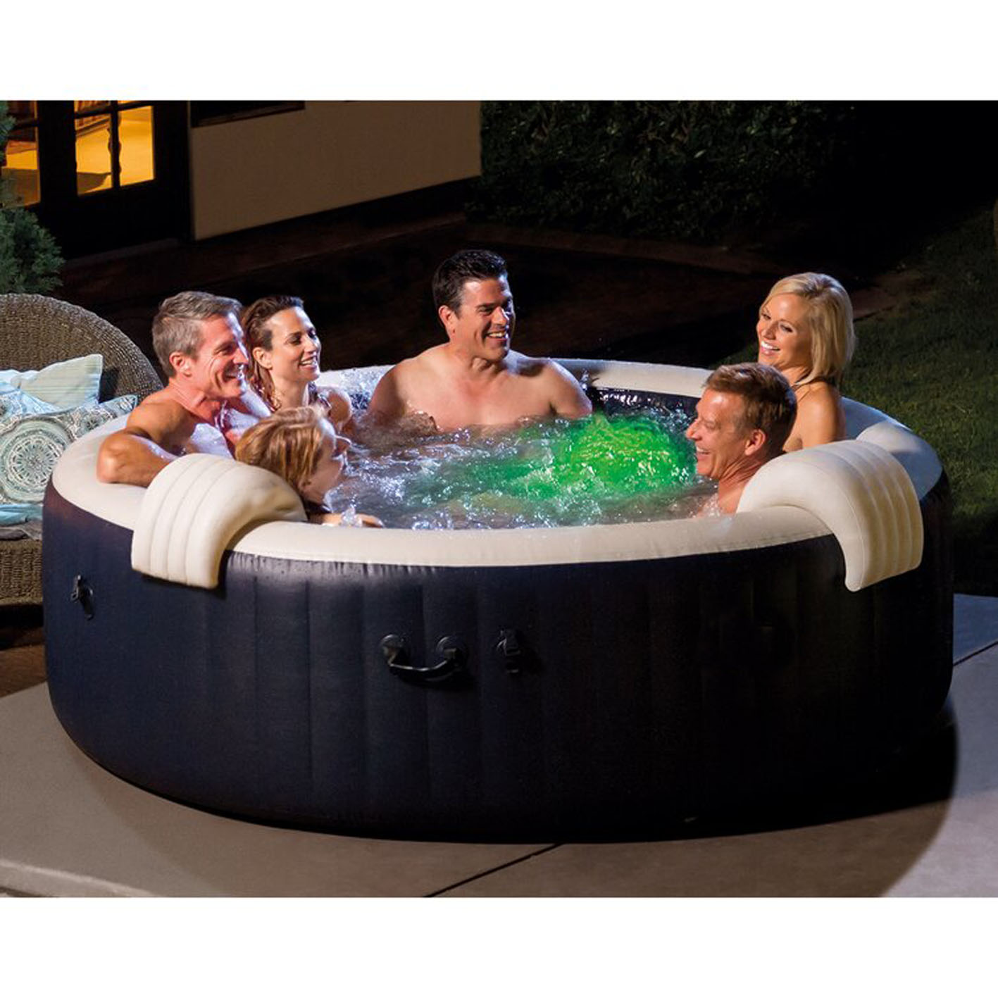 INTEX 28425E 77in PureSpa Inflatable Spa, 6Person, Tan 77in / 6Person Spa Only