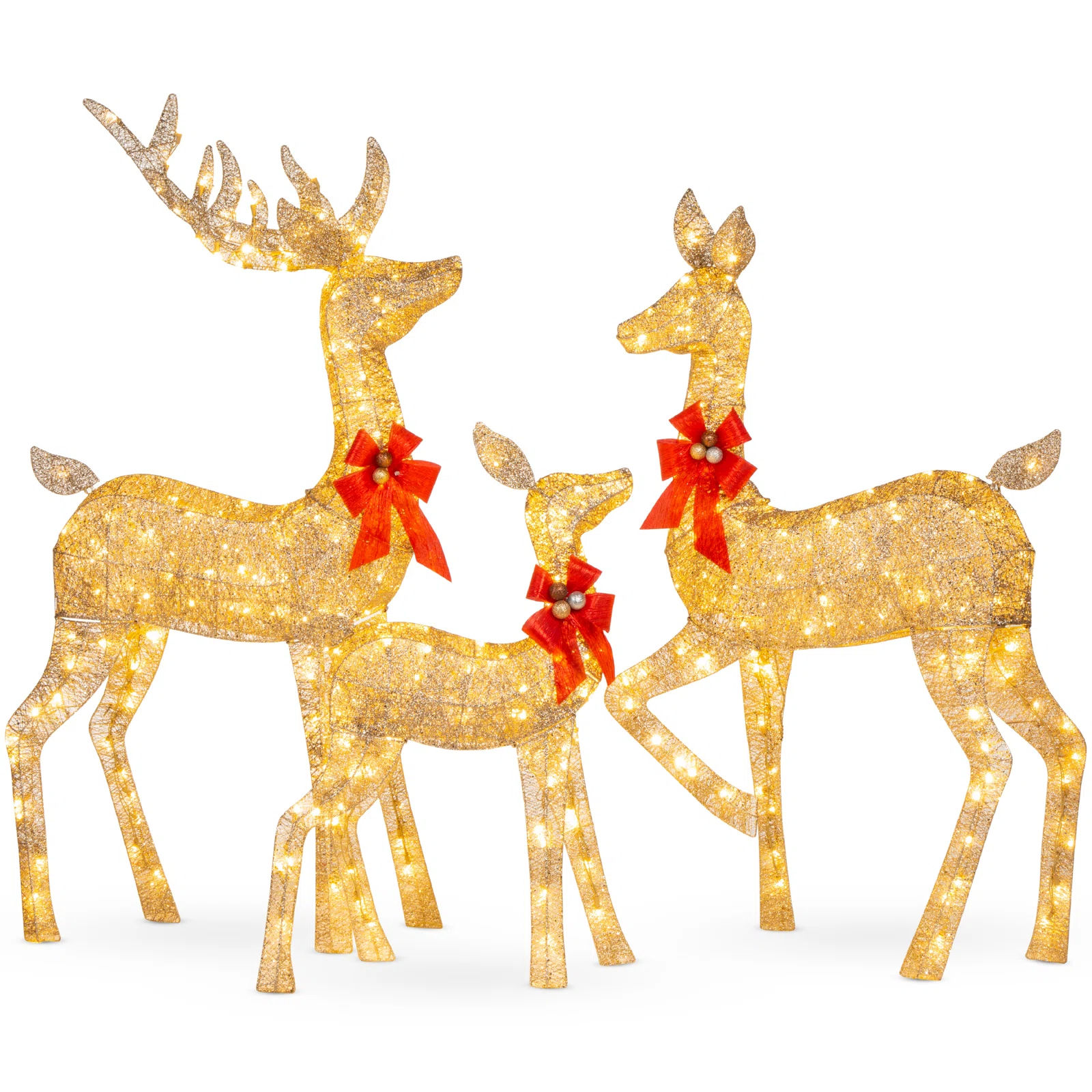 【Décor】【BS】3 Piece Christmas Deer Light Display Set