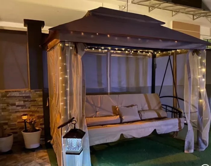 Gazebo Sofa Bed Swing Set Outdoor Terrace + Cushions