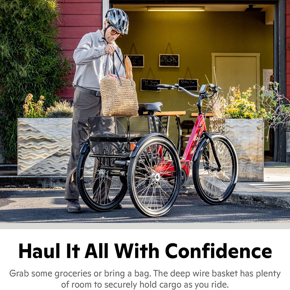 Schwinn Meridian Adult Tricycle, 24 or 26-Inch Wheel Options, Low Step-Through Aluminum Frame