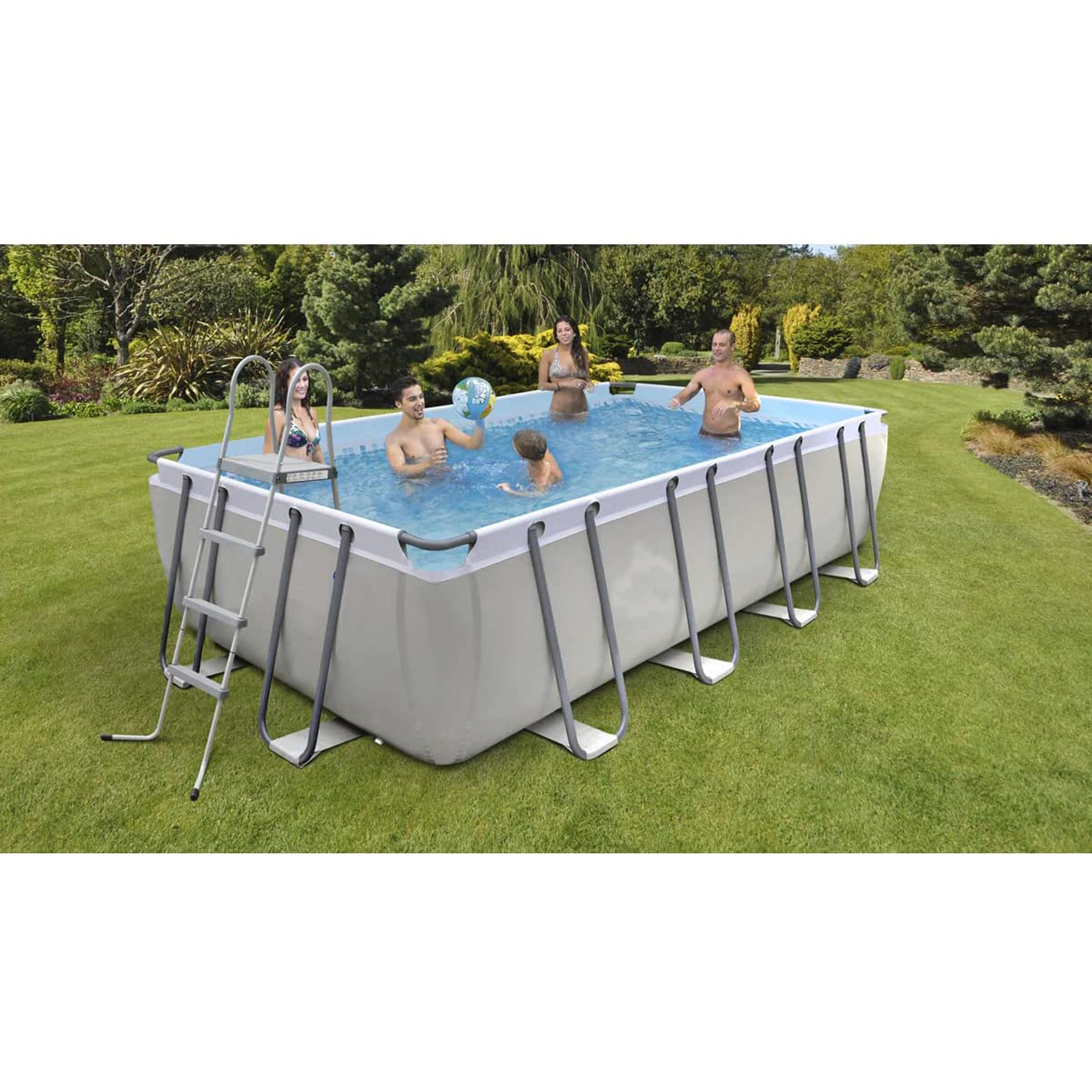 Dellonda 18ft Deluxe Steel Frame Swimming Pool | Rectangular with Filter Pump DL22
