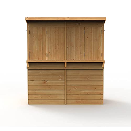 Outdoor Garden Bar, 6' x 3' Forest Wooden Shiplap Pent Garden Bar