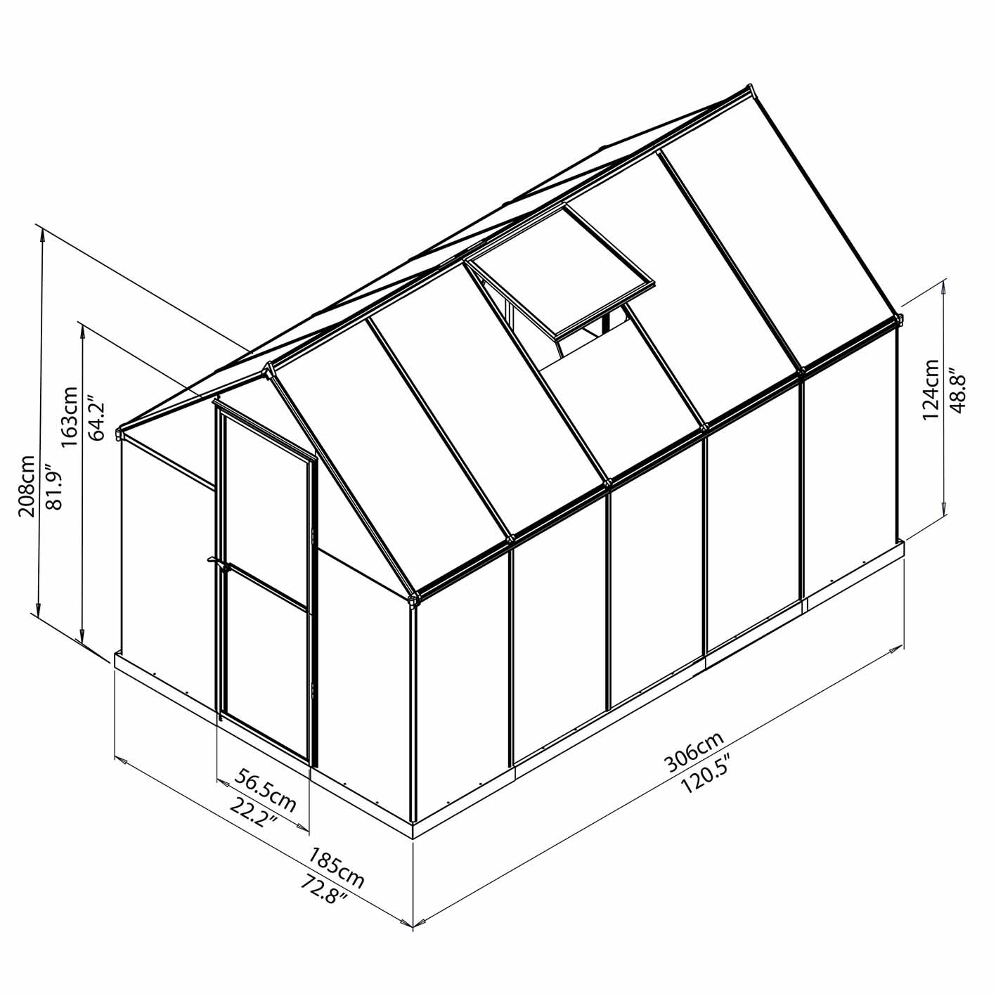 Palram Canopia Mythos 6x10 Silver Greenhouse -TwinWall Polycarbonate, Aluminum Frame, Base Included