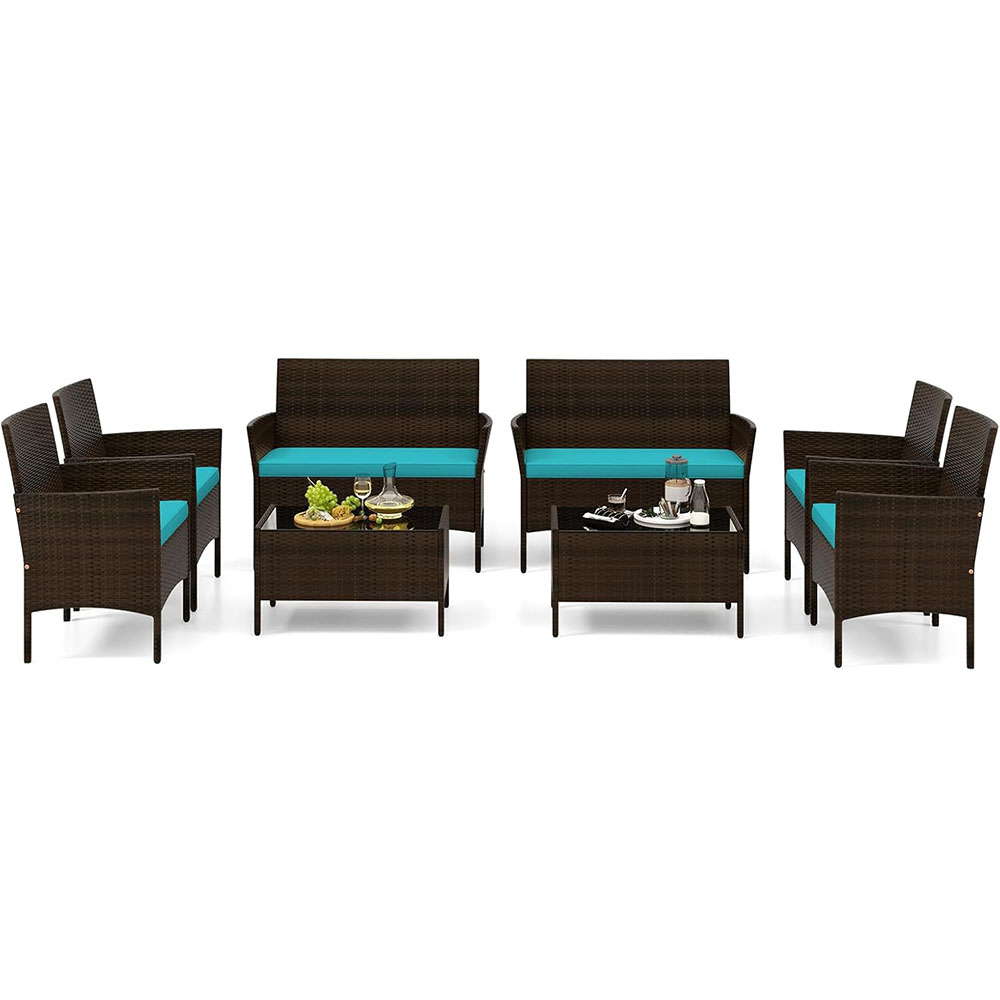 Tangkula 8-piece patio rattan reception set, outdoor wicker furniture set
