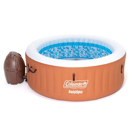 Outdoor portable inflatable hot tub spa for 4 persons with 120 nozzles, pumps, 2 filter elements and bathtub cover