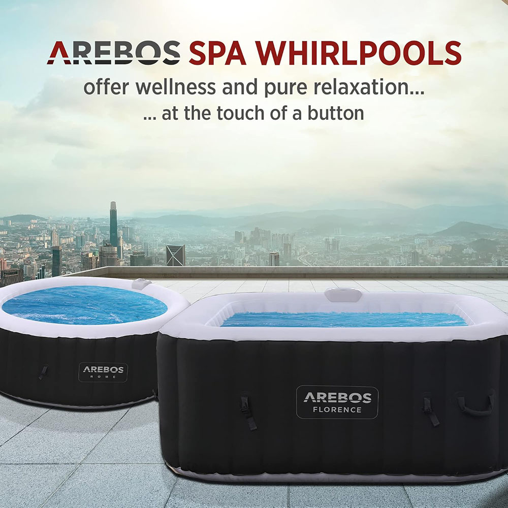 Arebos Inflatable Hot Tub | Indoor & Outdoor Spa Pool 2400 W | 4 persons