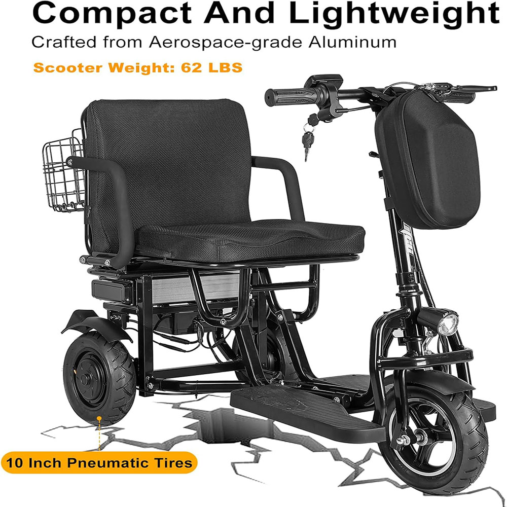 Foldable 3 Wheel Electric Scooter Lightweight Mobility Scooter Foldable Scooter for Adults and Elderly