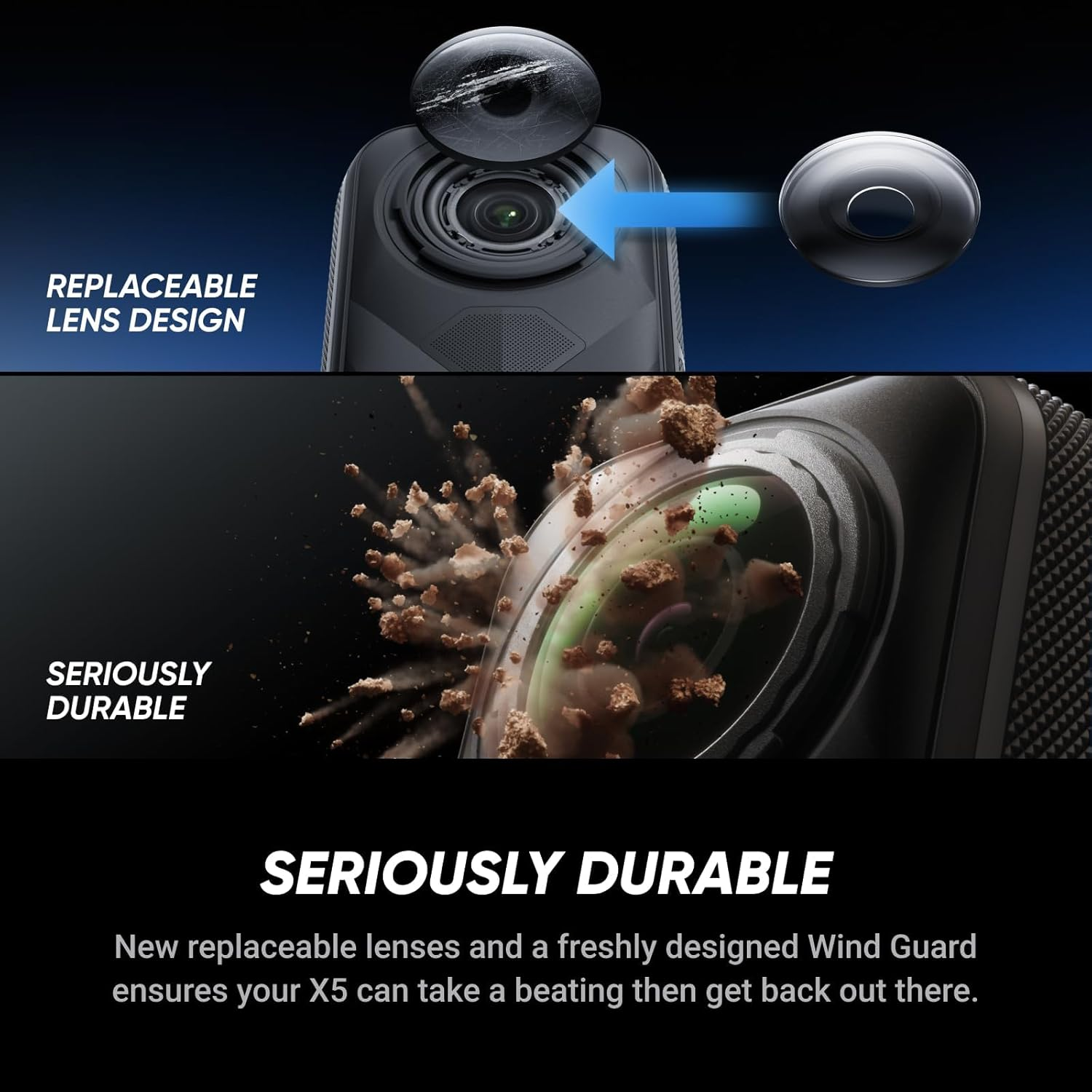 Insta360 X5 - Waterproof 8K 360° Action Camera, Leading Low Light, Invisible Selfie Stick Effect, Rugged and Replaceable Lens, 3-Hour Battery, Built-in Wind Guard, Stabilization, Triple AI Chip Design