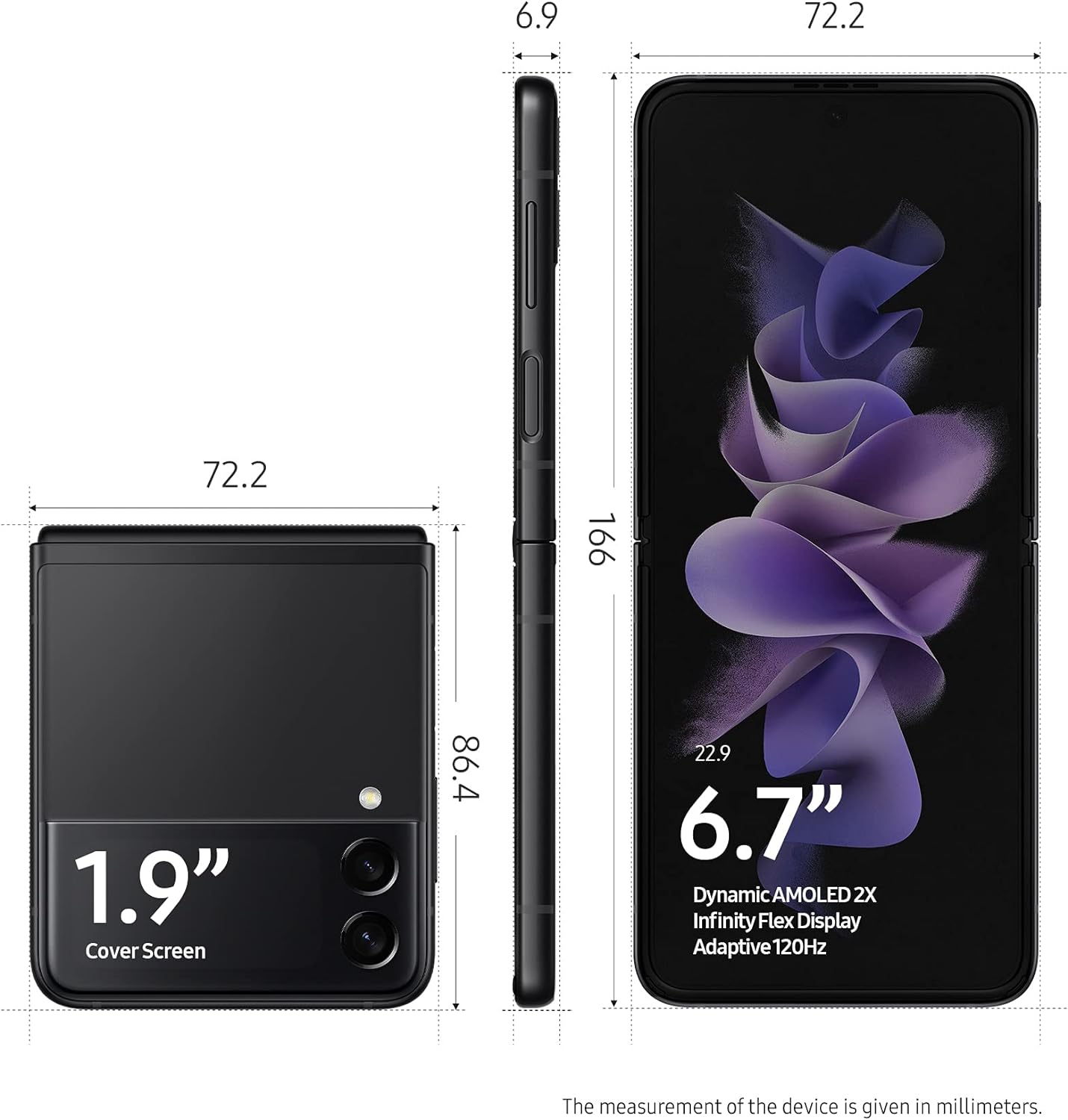 SAMSUNG Galaxy Z Flip 3 5G Cell Phone, Factory Unlocked Android Smartphone, 128GB, Flex Mode, Super Steady Camera, Ultra Compact